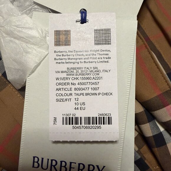 NWT Burberry Giovanna Beige Check Plaid Shirtdress Shirt Dress US Size 10 - Picture 6 of 7